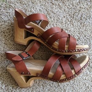Dansko Cut Out Leather Heeled Sandals